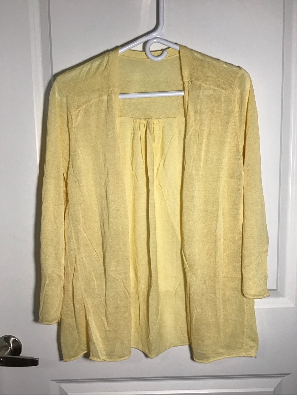 Light Yellow Open-Front Women’s Cardigan L